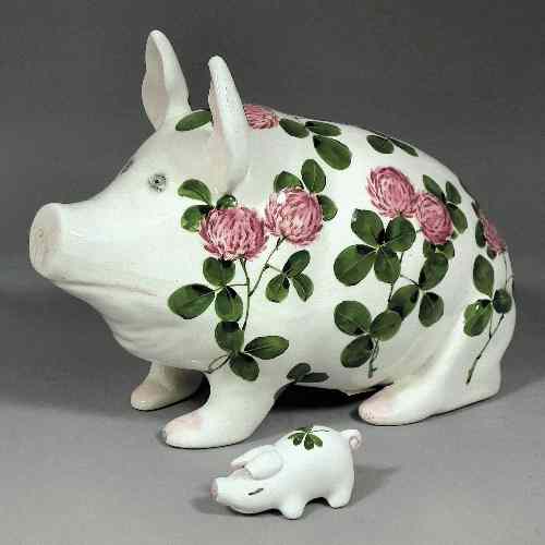 Appraisal: A Plichta pottery pig painted with clover flowers signed by