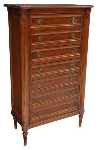 Appraisal: French Louis XVI style mahogany tall chest of drawers late