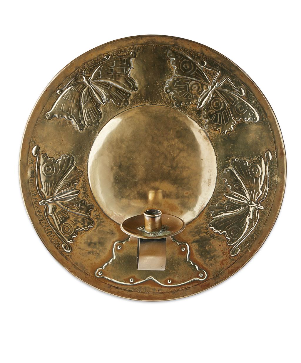 Appraisal: GLASGOW STYLE BRASS WALL SCONCE CIRCA of circular outline with