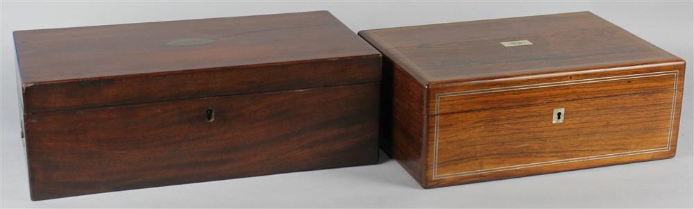 Appraisal: TWO VICTORIAN TRAVELING LAP DESKS one in mahogany having a