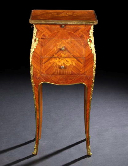 Appraisal: Louis XV-Style Kingwood Bedside Commode early th century the brass-bound