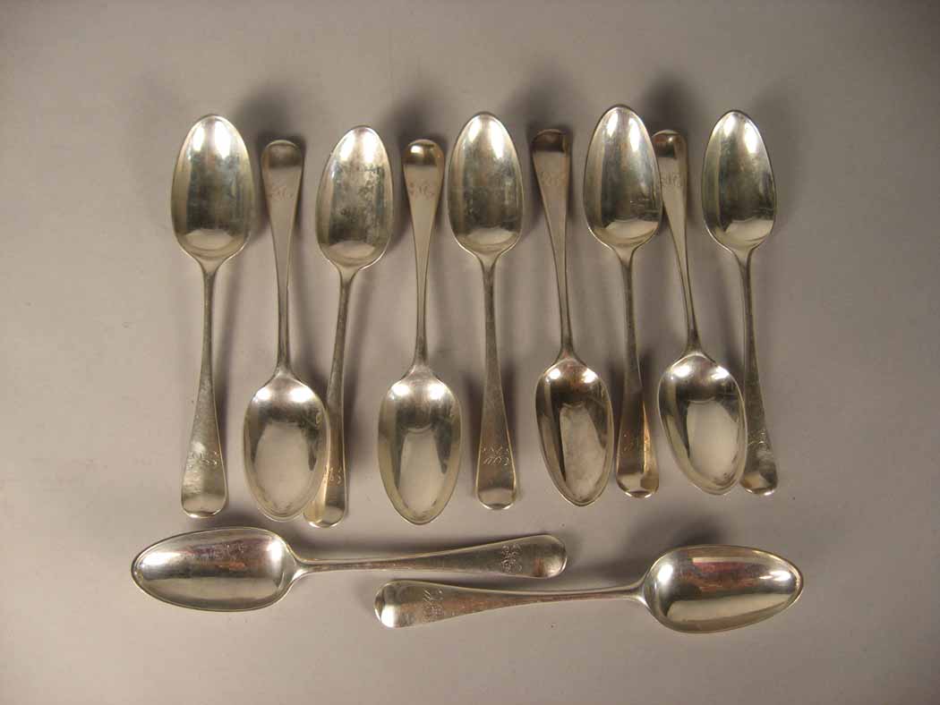 Appraisal: Assembled set of eleven Hanoverian pattern sterling silver spoons london