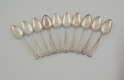 Appraisal: A set of ten late Victorian fancy front teaspoons decorated