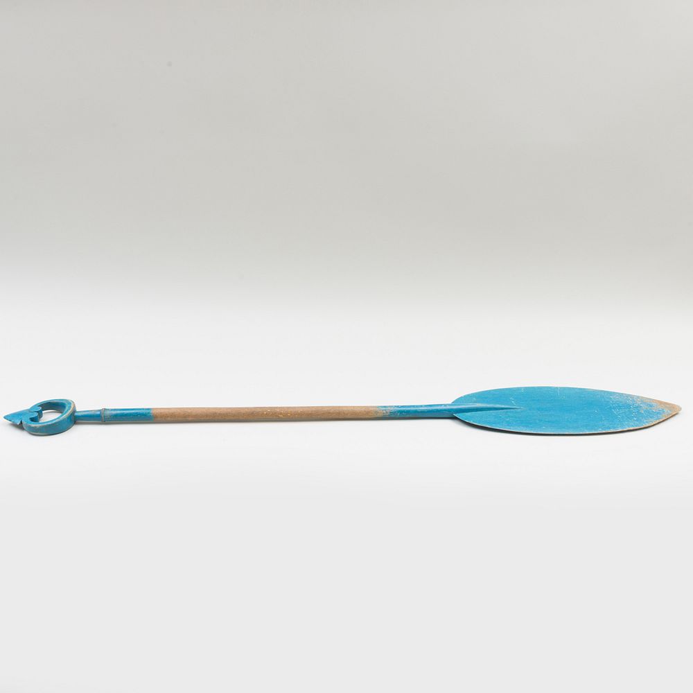 Appraisal: Folk Art Painted Blue Paddle ft in long Condition Minor