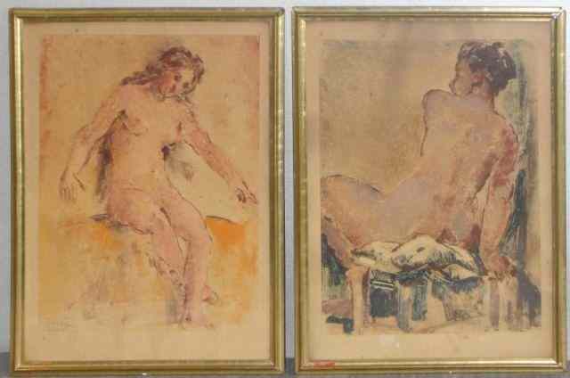 Appraisal: Pair of Pencil Signed Aquatint Etchings of Nudes Both pencil