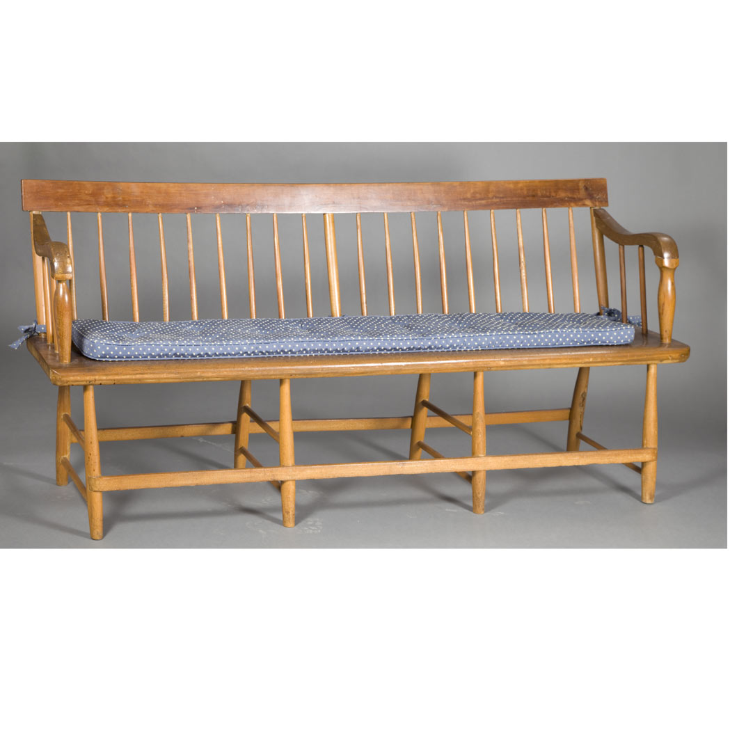 Appraisal: Windsor Style Oak Bench Length feet