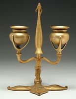 Appraisal: TIFFANY BRONZE CANDLE HOLDER Bronze metal with etched gold finish