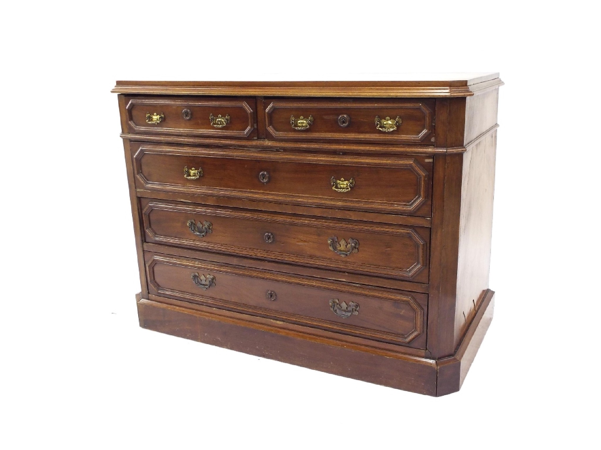 Appraisal: th century Continental fruitwood split moulded chest the moulded top