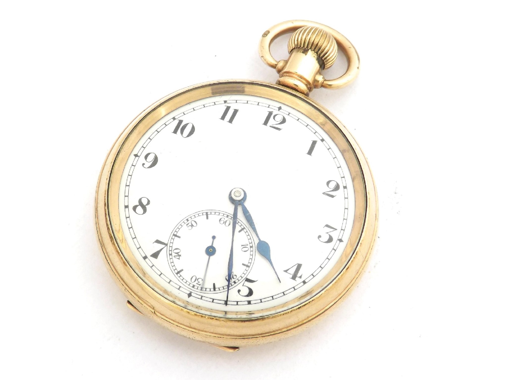 Appraisal: Swiss lever gold plated pocket watch jewels the dial with