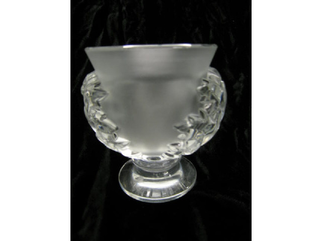 Appraisal: Lalique French Crystal Vase frosted leaf decor