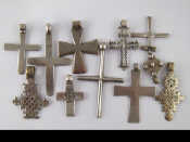 Appraisal: Ten Ethiopian white metal untested Coptic crosses wt approx g