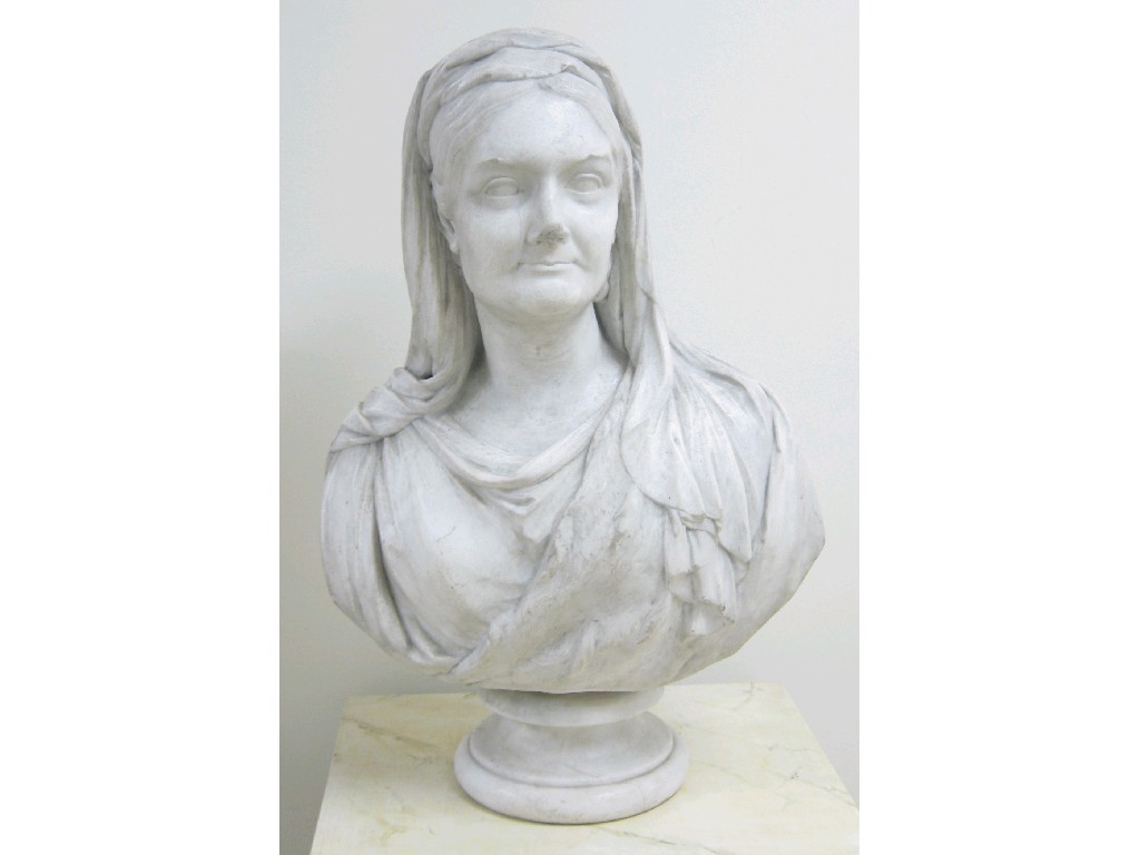 Appraisal: W BEATTIE A white marble Bust of Noble Lady wearing