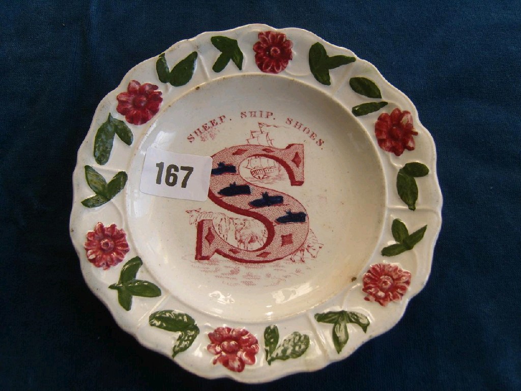 Appraisal: An early th century child's plate with pink printed decoration