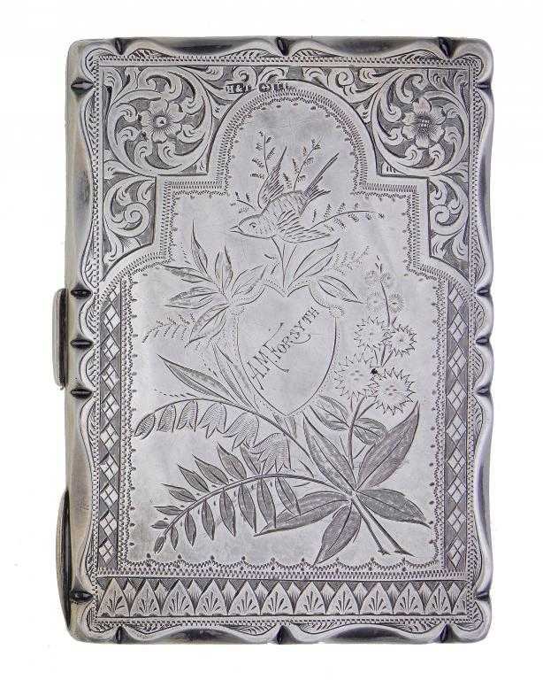 Appraisal: A VICTORIAN SILVER CARD CASE engraved in Aesthetic style with