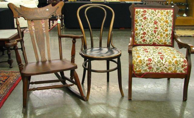 Appraisal: Group of Three Antique Chairs including a bent wood side