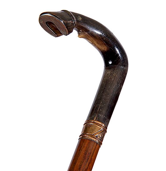 Appraisal: Horn Fetlock Dress Cane Ca - Carved horn hoof with