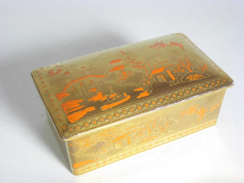 Appraisal: A Wedgwood Fairyland Lustre rectangular Box and Cover designed by