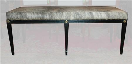 Appraisal: Neoclassical Style Hide Upholstered Black Painted Bench Estimate nbsp nbsp