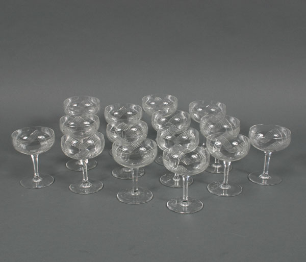 Appraisal: Baccarat stemware fifteen champagne glasses H Good condition