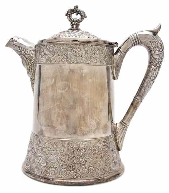 Appraisal: An American Silverplate Coffee Pot E G Webster Son of