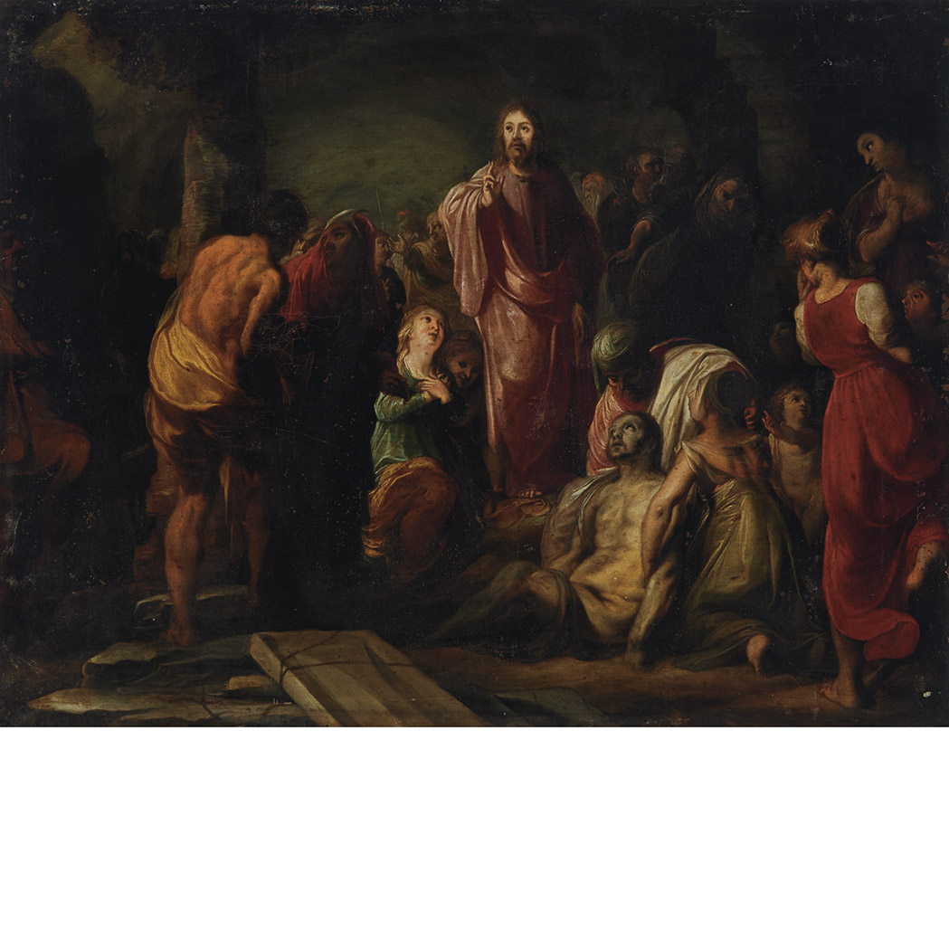 Appraisal: Flemish School th th Century The Raising of Lazarus Oil