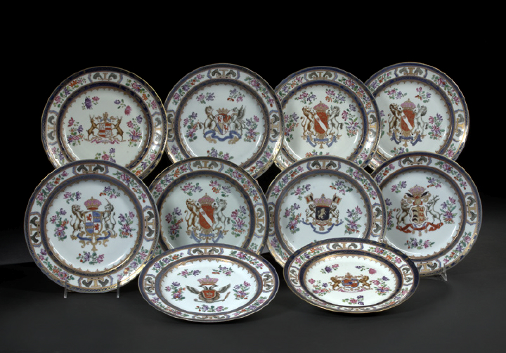 Appraisal: Suite of Ten Samson Armorial Porcelain Luncheon-Size Plates th century