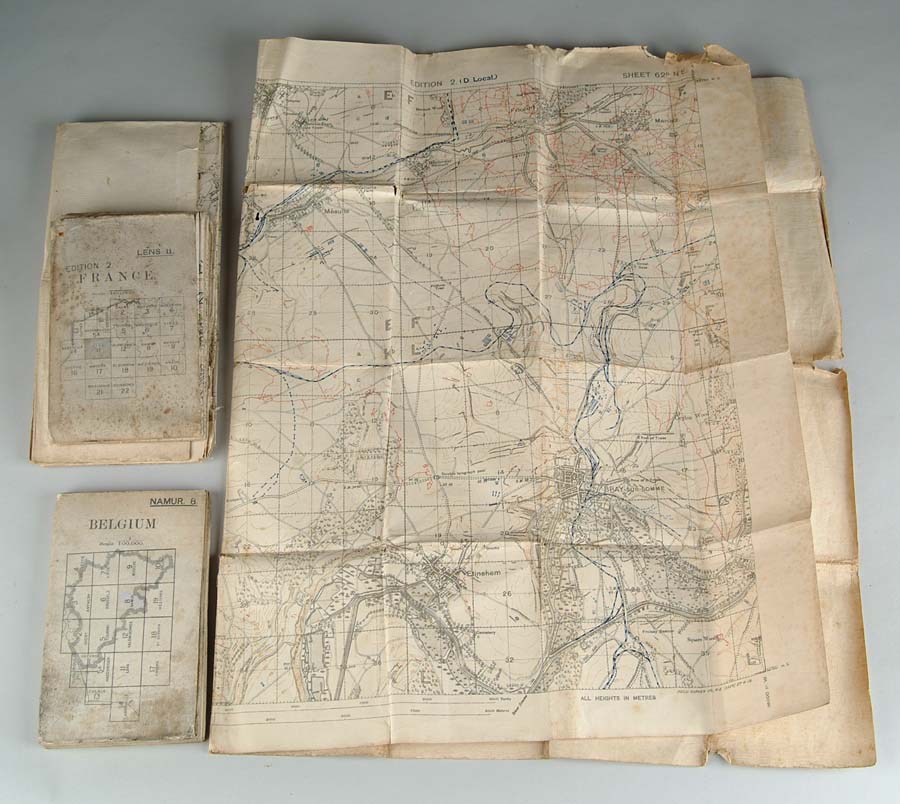 Appraisal: FOUR LINEN-BACKED FIELD SURVEY AND TRENCH MAPS Two maps prepared