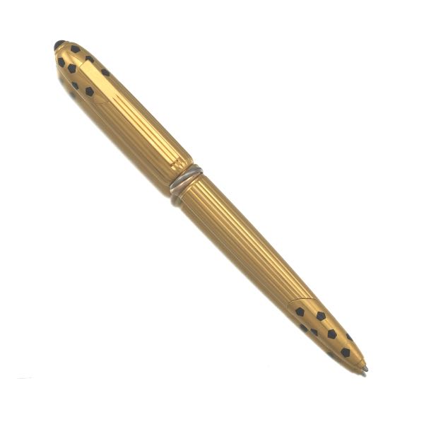 Appraisal: CARTIER GOLD PLATED PANTHER TRINITY BALLPOINT PEN Pinstripe design with