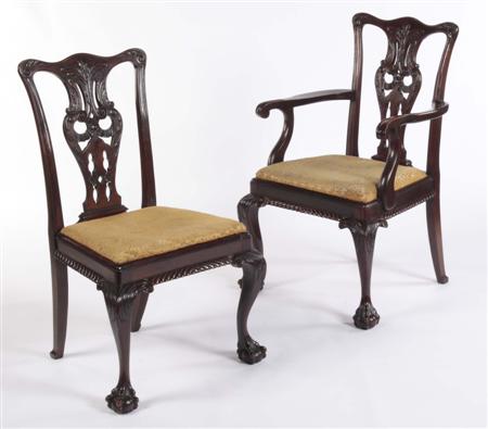 Appraisal: A set of eight early th century mahogany dining chairs