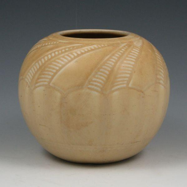 Appraisal: Rookwood ball vase with stylized ferns in tan matte from