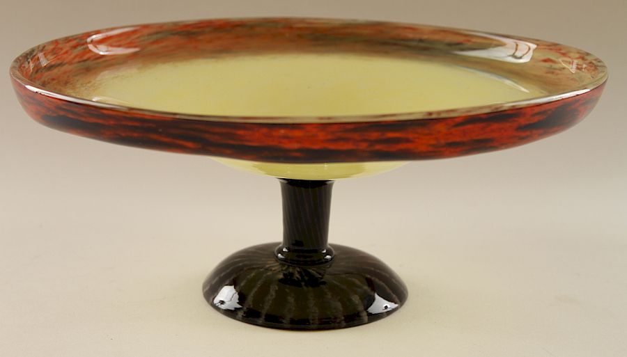 Appraisal: ART DECO GLASS TAZZA SIGNED CHARLES SCHNEIDER An Art Deco