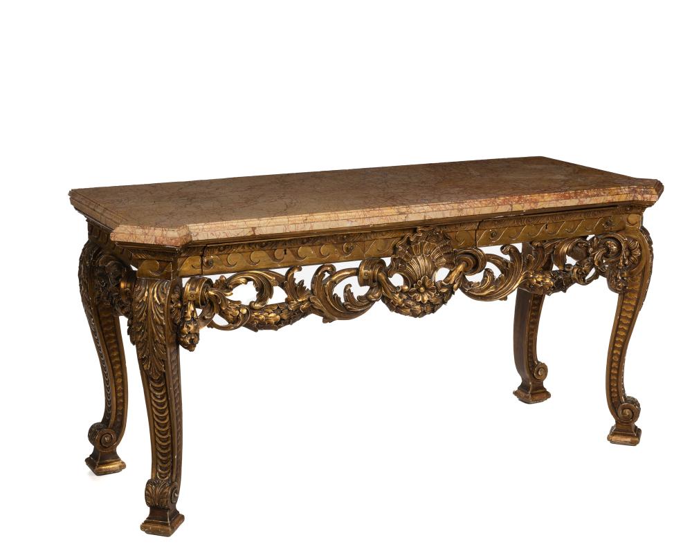 Appraisal: An Italian carved giltwood console table Late th Early th