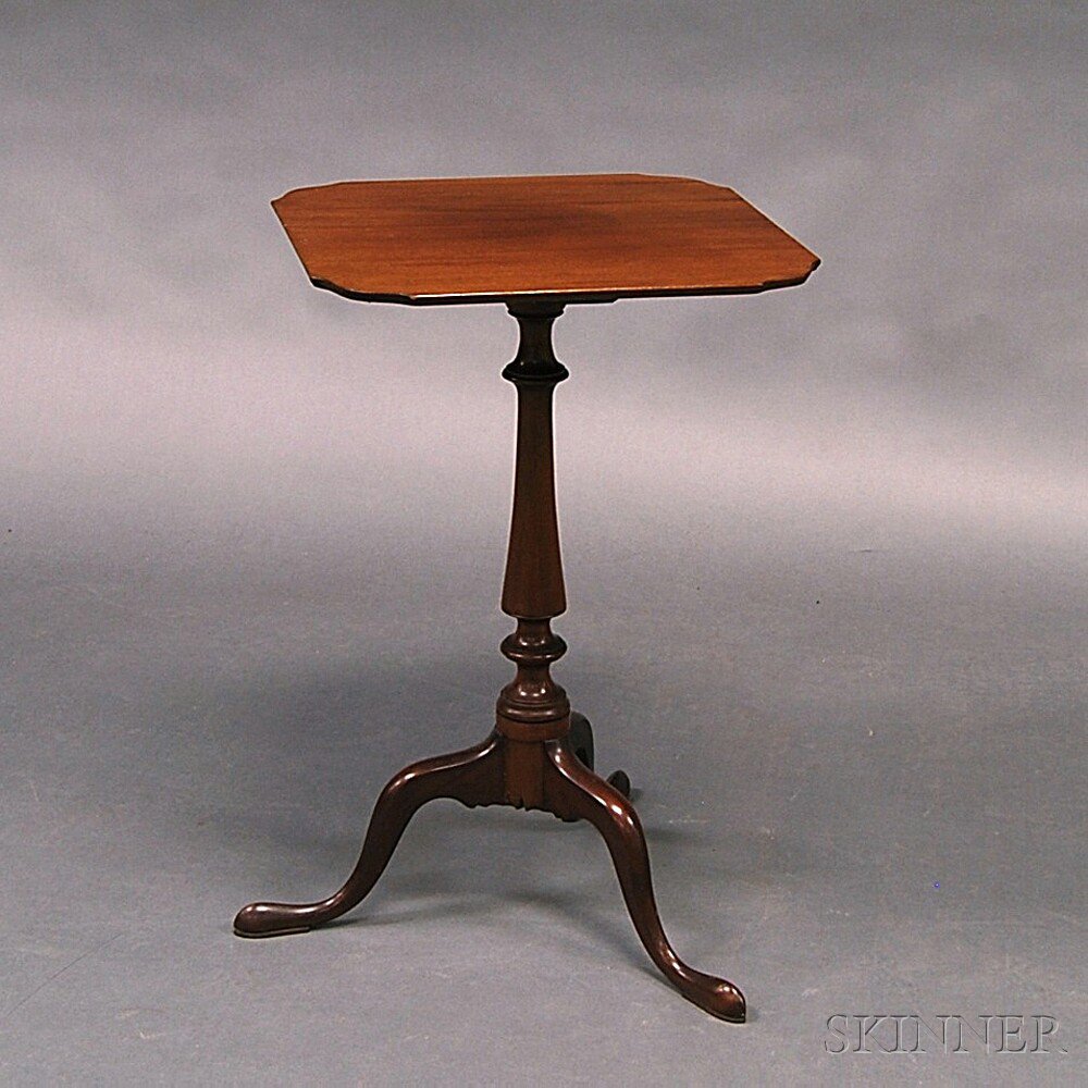 Appraisal: Margolis Queen Anne-style Mahogany Candlestand the square top with shaped