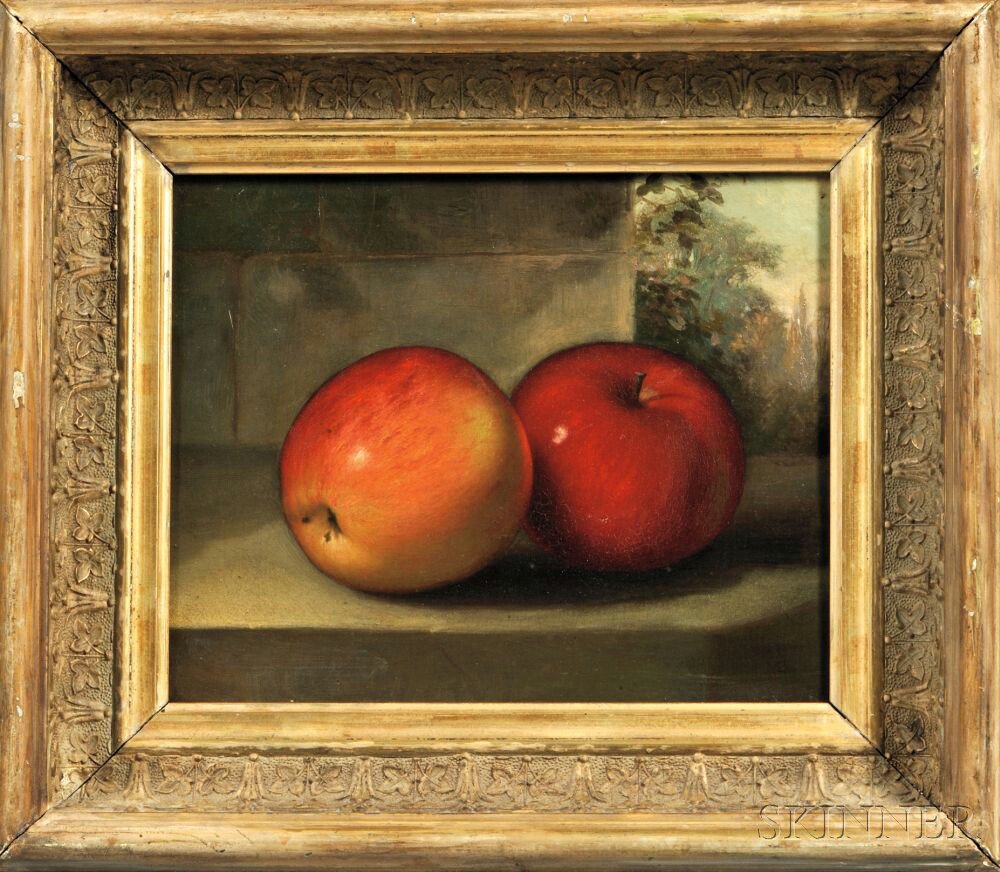 Appraisal: Anglo American School th Century Still Life with Two Apples