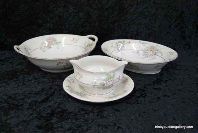 Appraisal: T Haviland China Apple Blossom Serving Bowl SetFrom the estate