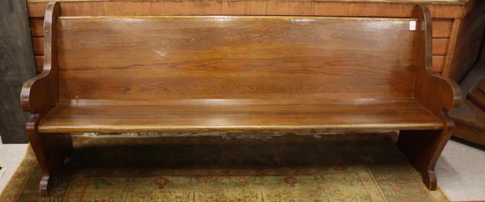 Appraisal: AN ANTIQUE OAK CHURCH BENCH American c H x L