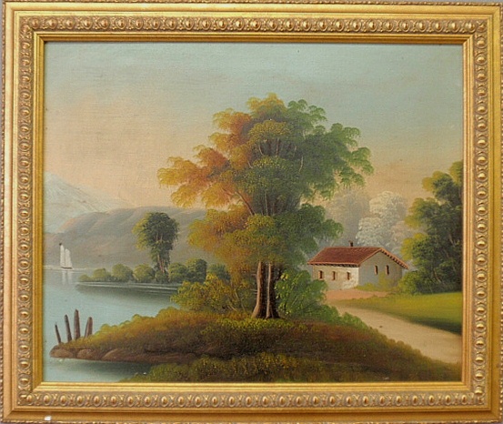 Appraisal: - Oil on board landscape painting of a river scene