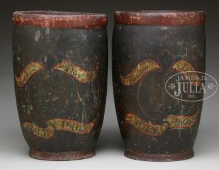 Appraisal: PAIR OF REUBEN DOW FIRE BUCKETS Circa Nantucket Massachusetts Pair