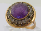 Appraisal: A yellow metal tests carat gold amethyst paste ring marked