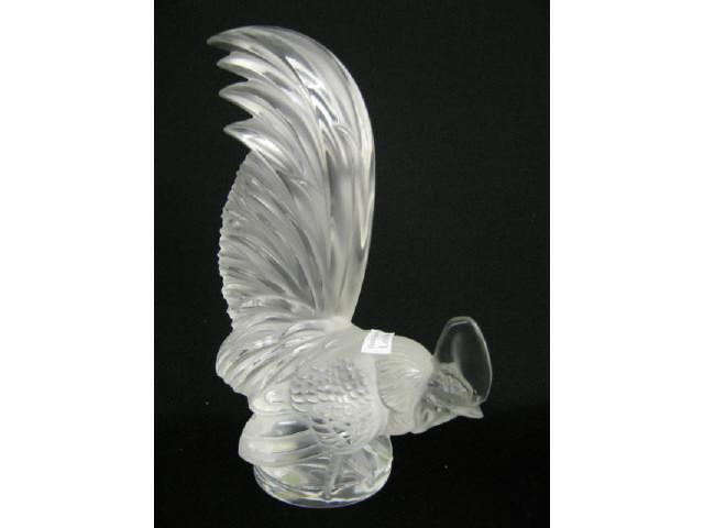 Appraisal: Lalique French Crystal Figurine of a Rooster tall frosted signed