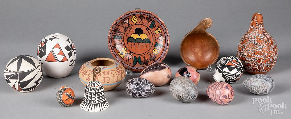 Appraisal: Native American Indian pottery and crafts Native American Indian pottery