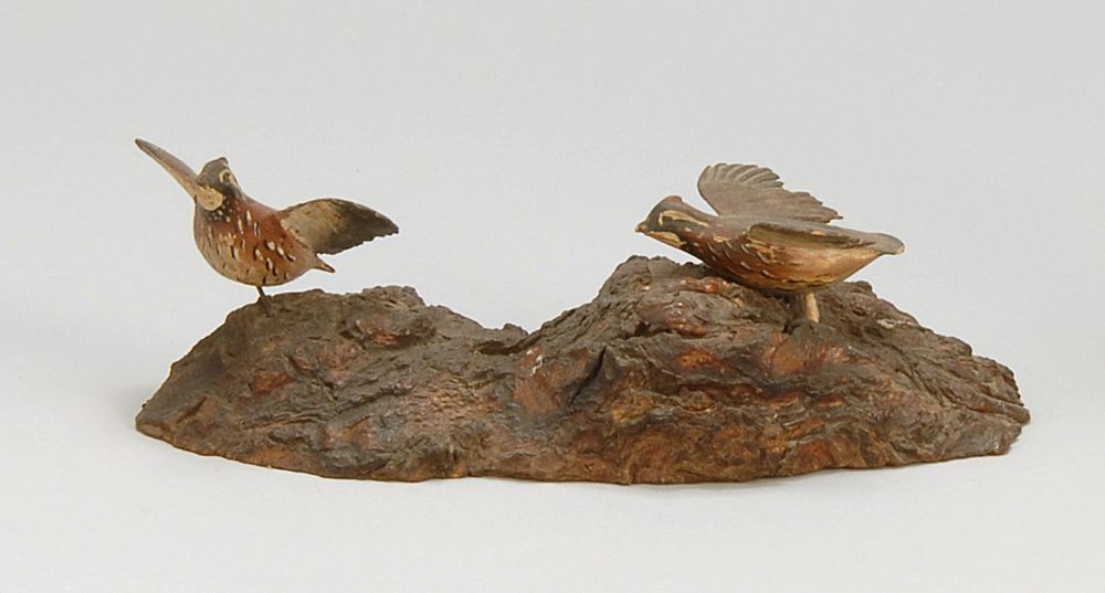 Appraisal: PAIR OF MINIATURE BOBWHITE QUAIL In flying form By Russ