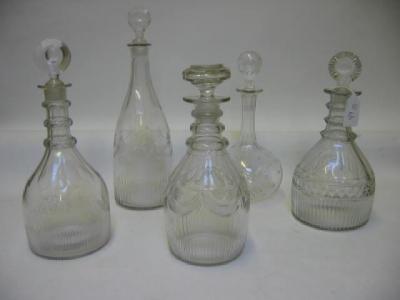 Appraisal: A GEORGIAN DECANTER late th century of fluted mallet form