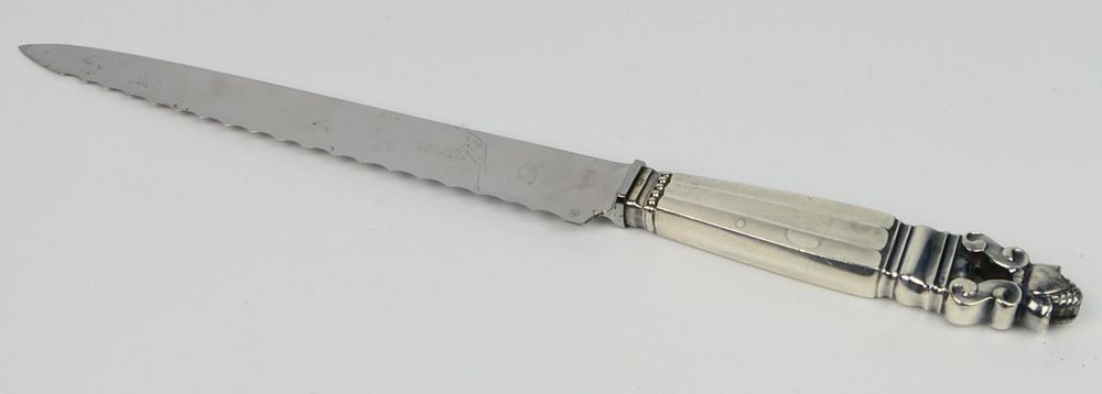 Appraisal: GEORG JENSEN ACORN STERLING HANDLE CARVING KNIFE Georg Jensen Dansish