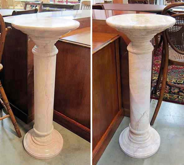 Appraisal: A PAIR OF ITALIAN PINK PERLINO MARBLE PEDESTALS Dimensions ''H