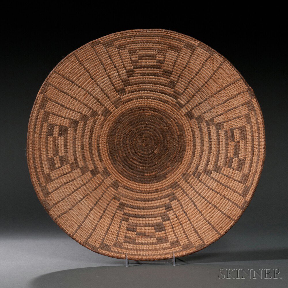 Appraisal: Pima Coiled Basketry Bowl with a radiating four-point star design