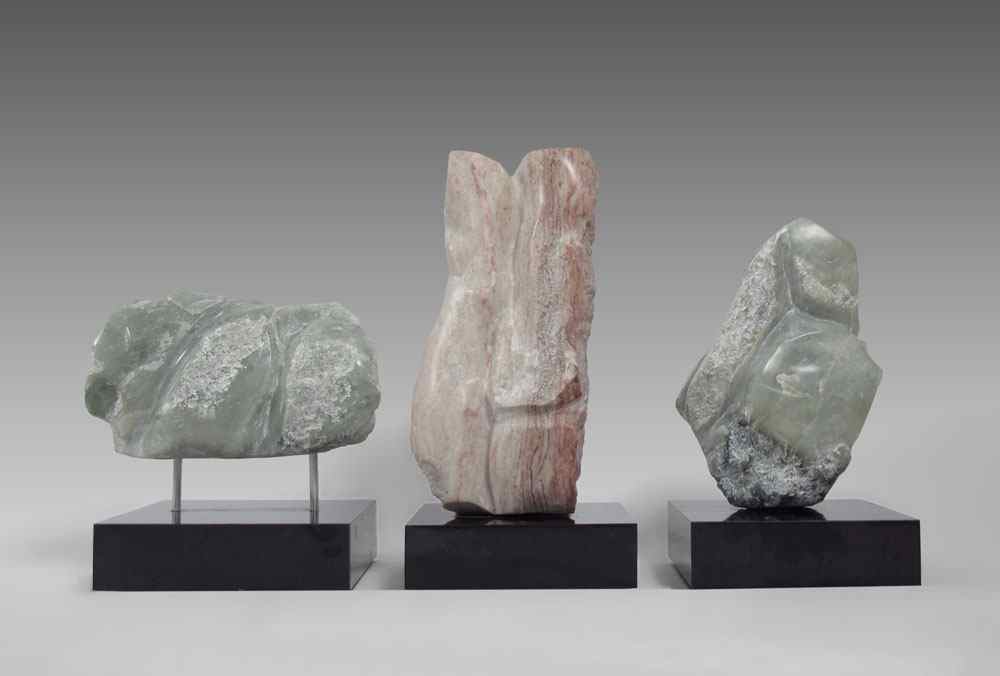 Appraisal: STRUTZ Doug - Set of Abstract Carved Stone Sculptures tallest