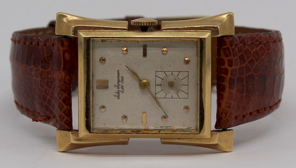 Appraisal: JEWELRY Vintage Jules Jugensen kt Gold Watch Vintage rectangular kt