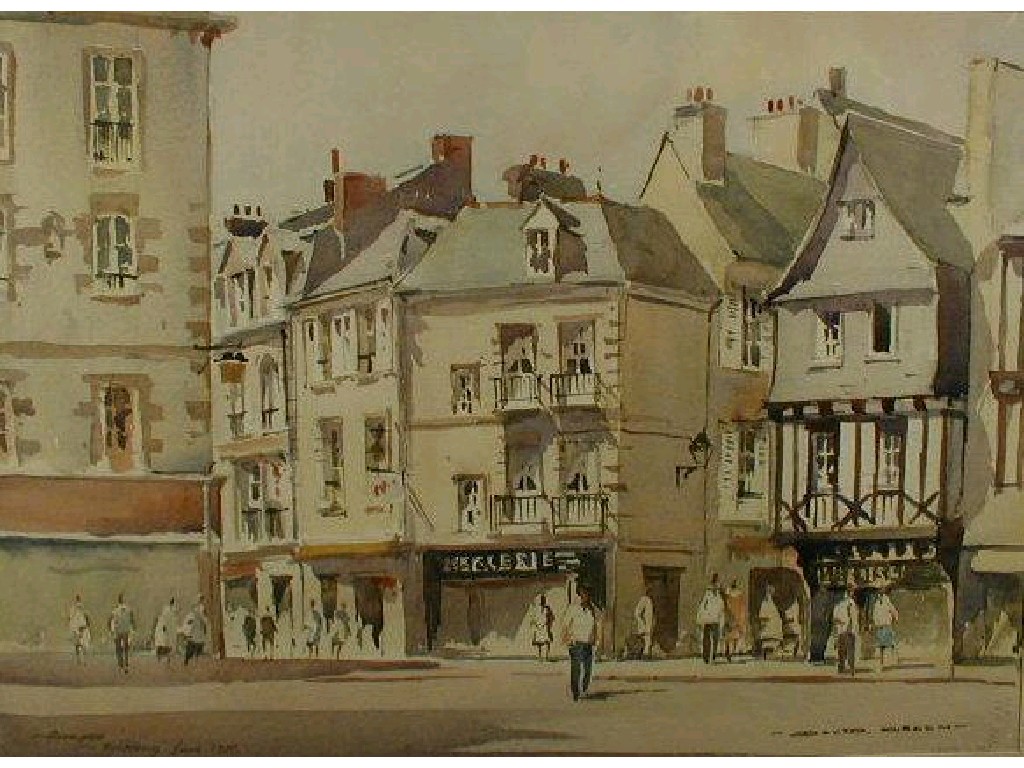 Appraisal: David Green Watercolour drawing street scene at Quimper Brittany signed