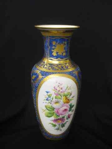 Appraisal: Russian Handpainted Porcelain Vase fine floral bouquet with enameled blue